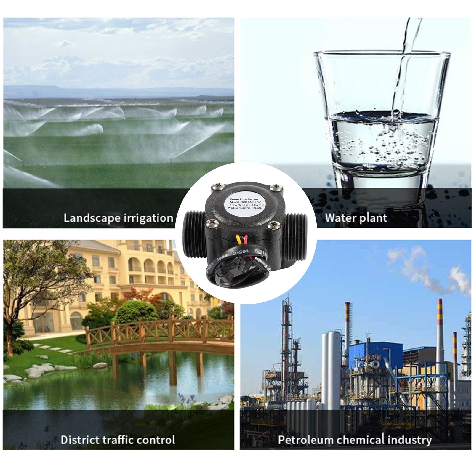 3/4'' Water Flows Sensor Flows Meter Flowmeter Counter Water Flows Sensor 3.5V-24V 2-60L/min Flowmeter Counter Water Flows Sensor