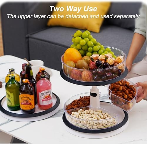 Miniatura 5 de Organizador giratorio de 2 neumáticos, organizador transparente de 11 pulgadas, organizador giratorio de altura ajustable, estante de especias