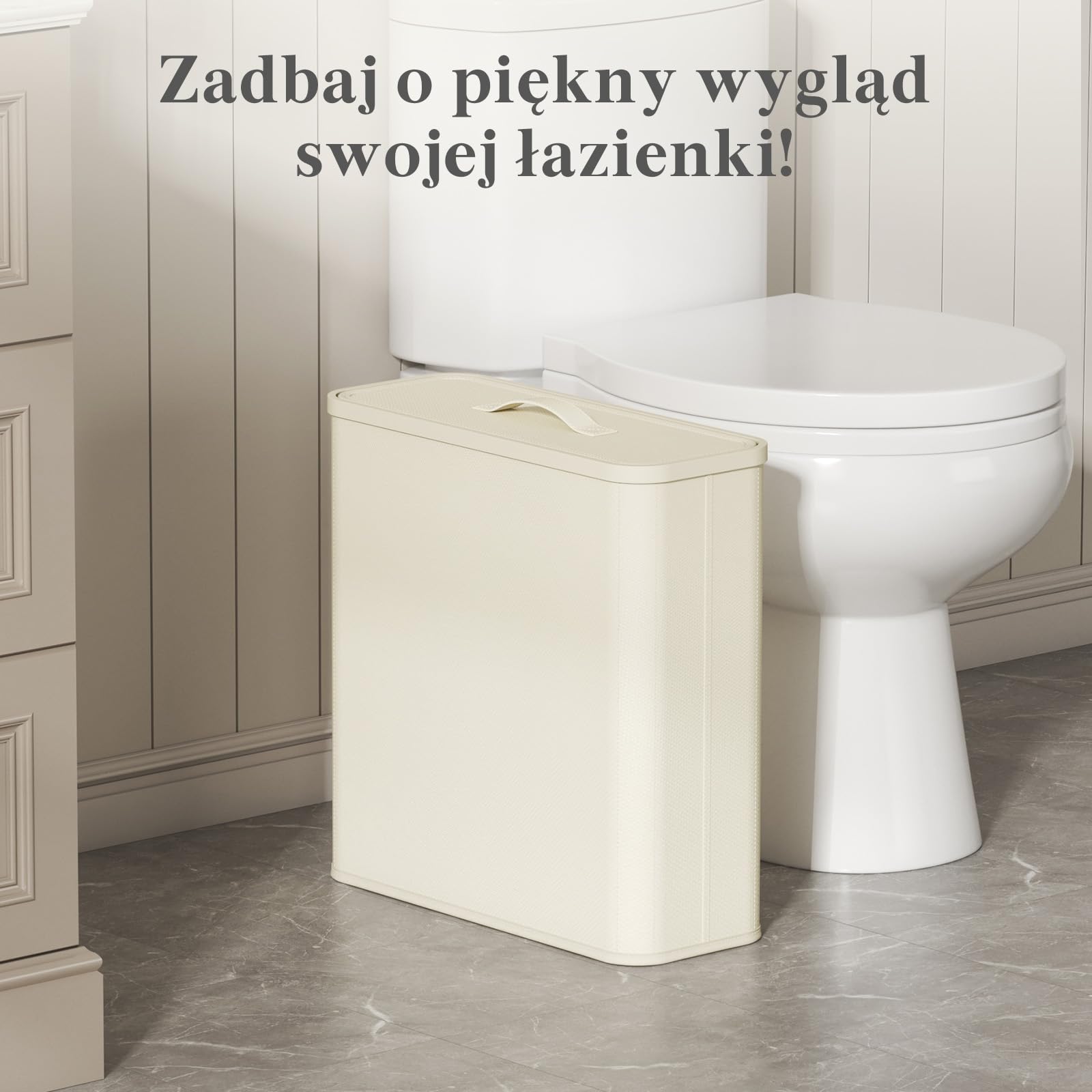 Lifewit Pojemnik na Papier Toaletowy z Pokrywą, Kosz do Przechowywania Papieru Toaletowego, Organizer Łazienkowy z Tkaniny na Rolki i Ręczniki, Akcesoria do Toalety, 30L, Biały