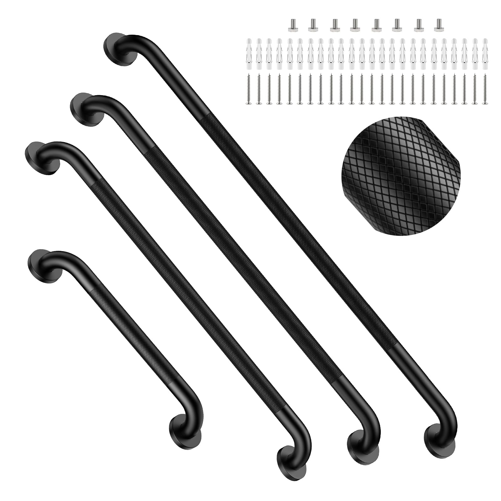 Commercial Black Grab Bar, Safety Handrail 18/32/36/42 Inch Bundle