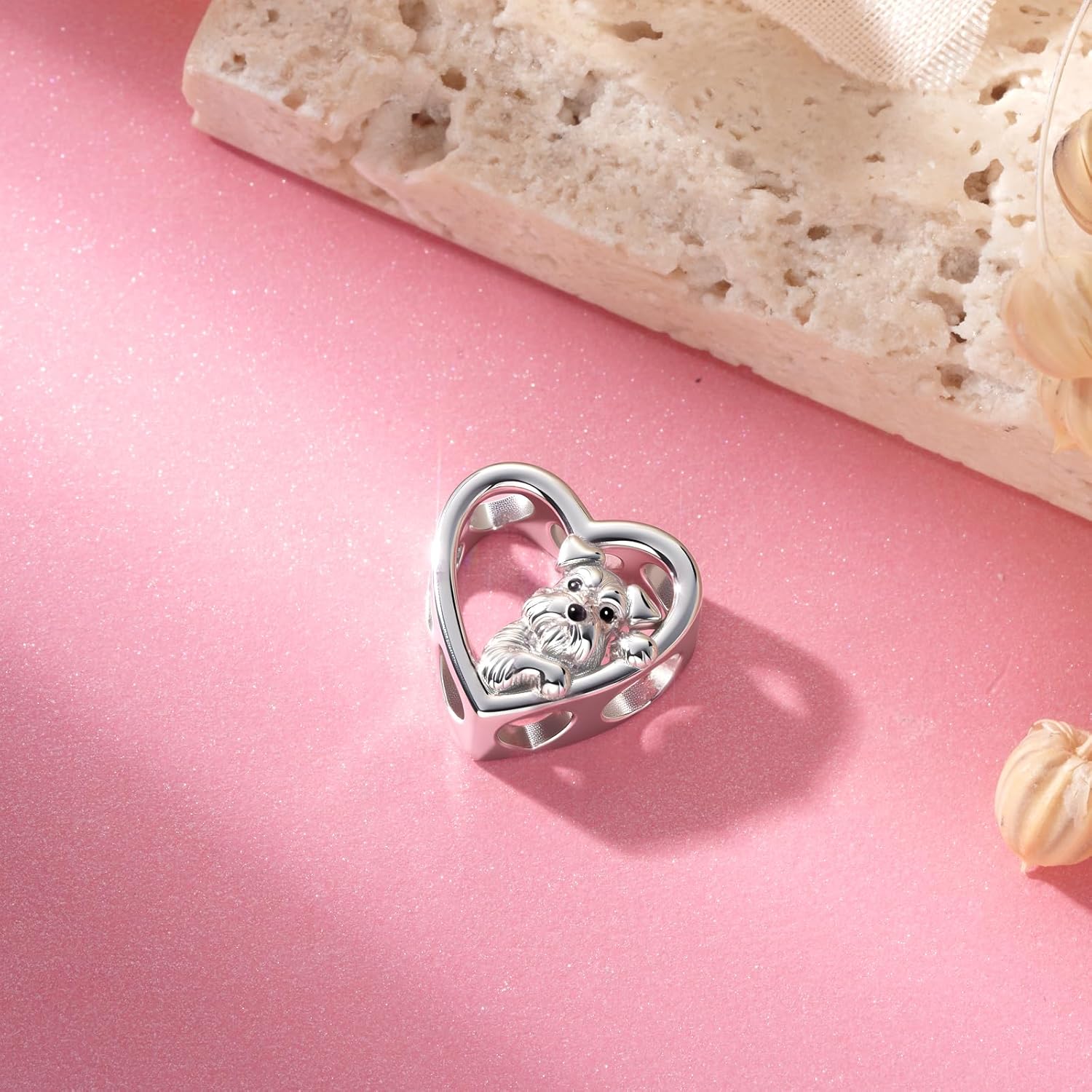 Schnauzer/Pomeranian Charm 925 Sterling Silver Dog Charms for Bracelets Schnauzer/Pomeranian Jewelry Dog Gifts for Women - Image 6