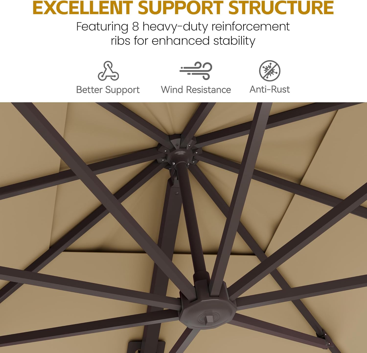 HASLE OUTFITTERS 9x12 FT Patio Cantilever Umbrella with Base, Outdoor Offset Large Rectangular Heavy Duty Umbrellas with 360° Rotation for Pool Garden Deck，Beige
