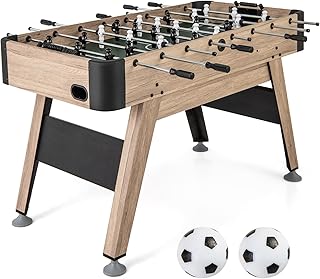 Giantex 54 Inch Foosball Table - Wood Football Table Competition Sized, Arcade Soccer Game Table with 2 Balls, Full Size Foosball Table Adult Size for Kids Teens, Home, Game Room, Oak