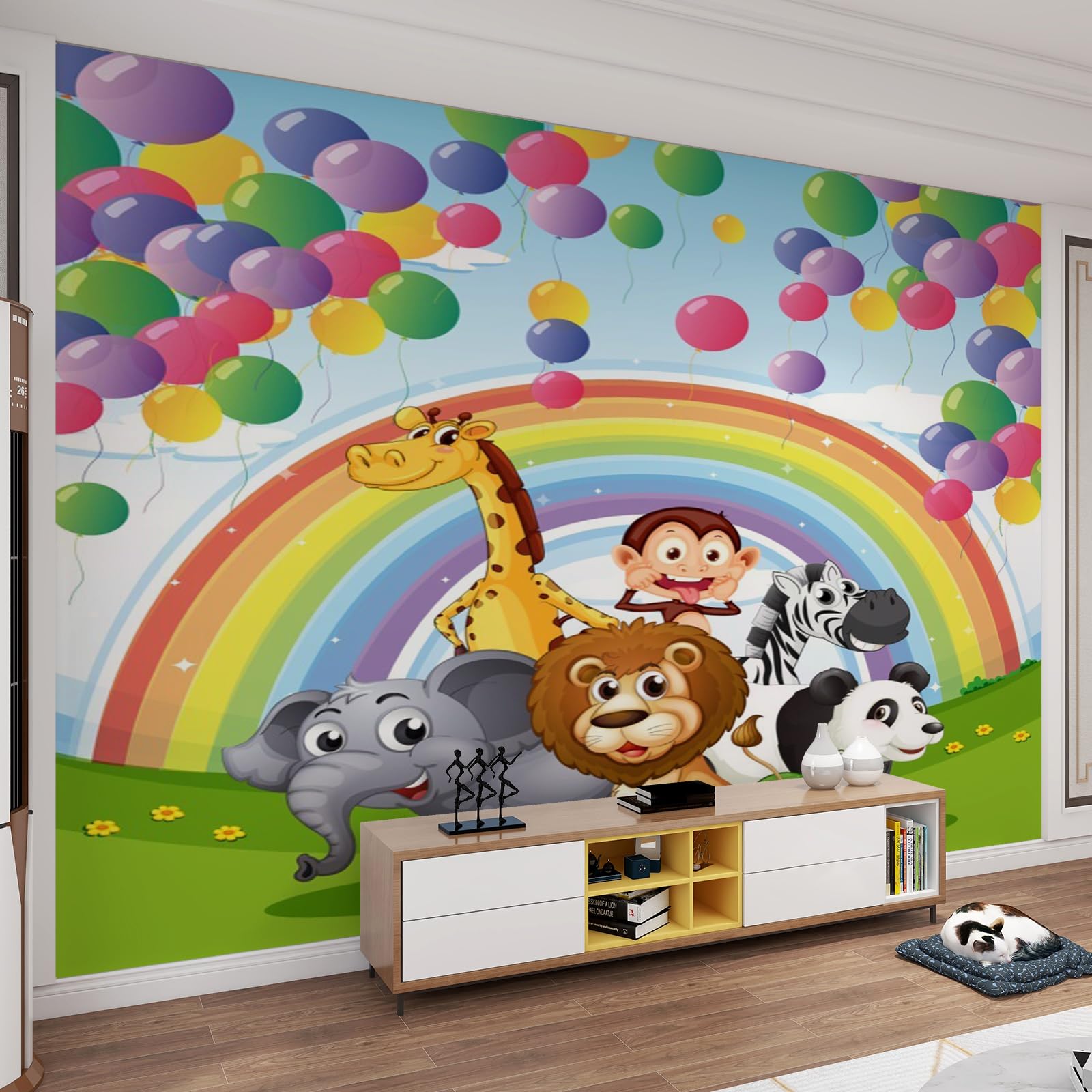 Papier peint mural 3D mignon avec ballons pour décorer la salle de jeux des enfants