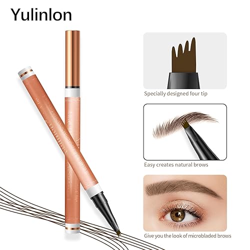 Miniatura 5 de Lápiz de cejas de 4 puntas, 6 colores, resistente al agua, de larga duración, herramienta de maquillaje profesional (2# marrón oscuro)