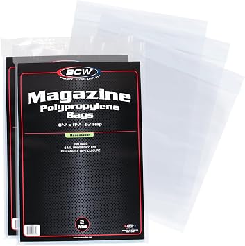 BCW Resealable Magazine Bag - 200 ct | Acid-Free, Clear Polypropylene Sleeves for Archival-Quality Storage of Collectible Magazines | Protect and Showcase Your Valuable Comic Book Collection