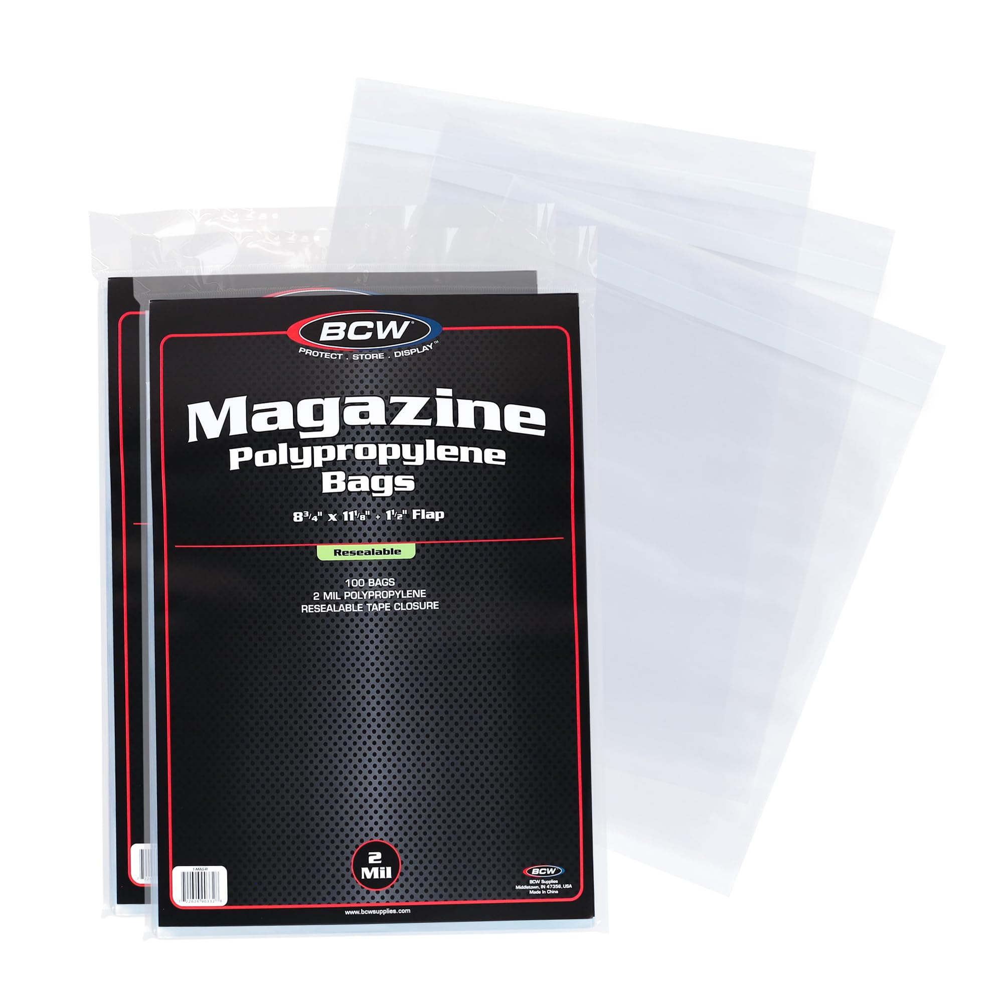 BCW Resealable Magazine Bag - 200 ct | Acid-Free, Clear Polypropylene Sleeves for Archival-Quality Storage of Collectible Magazines | Protect and