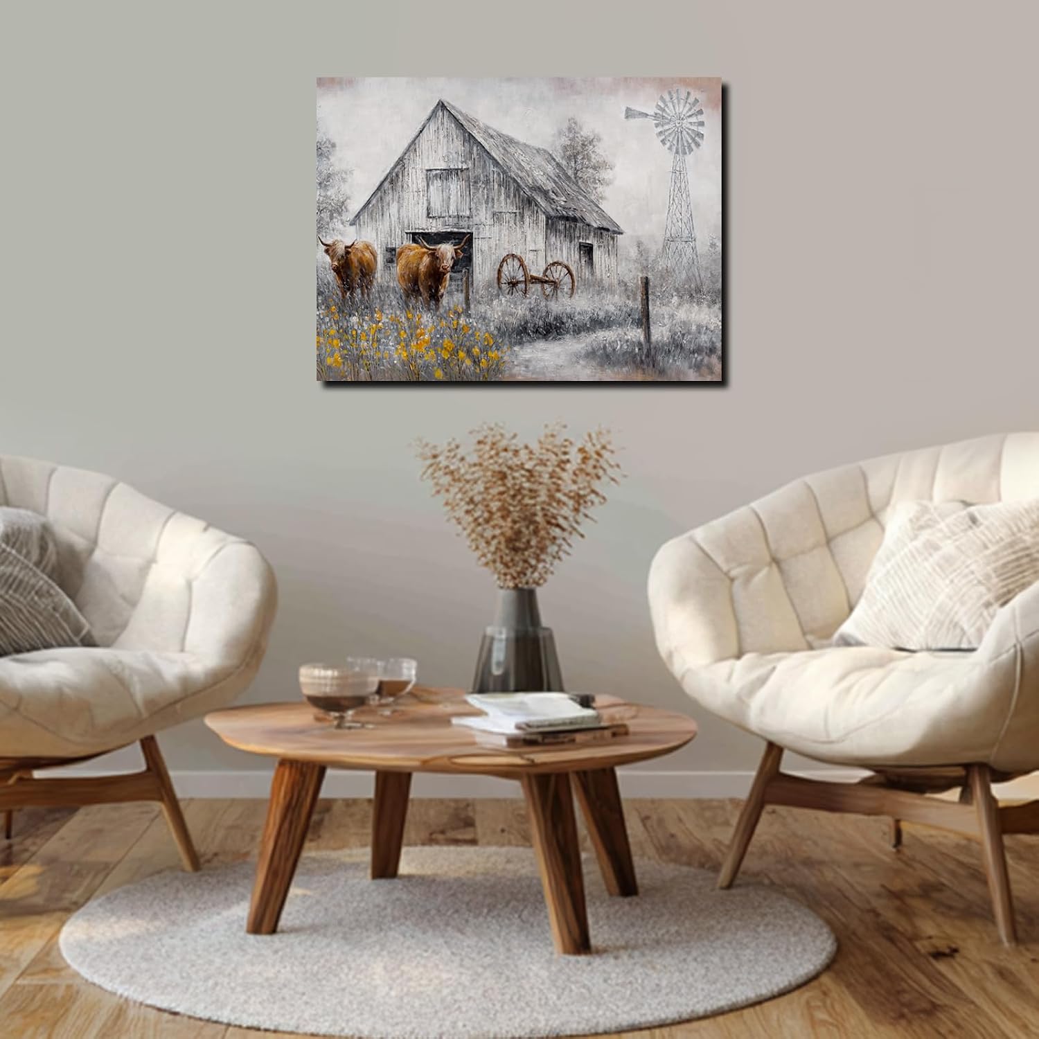 Dolidoteart Farmhouse Wall Decor for Living Room, Rustic Canvas Wall Art, Bedroom Wall Decor, Office Wall Decor, Barn Print, 12x16 In