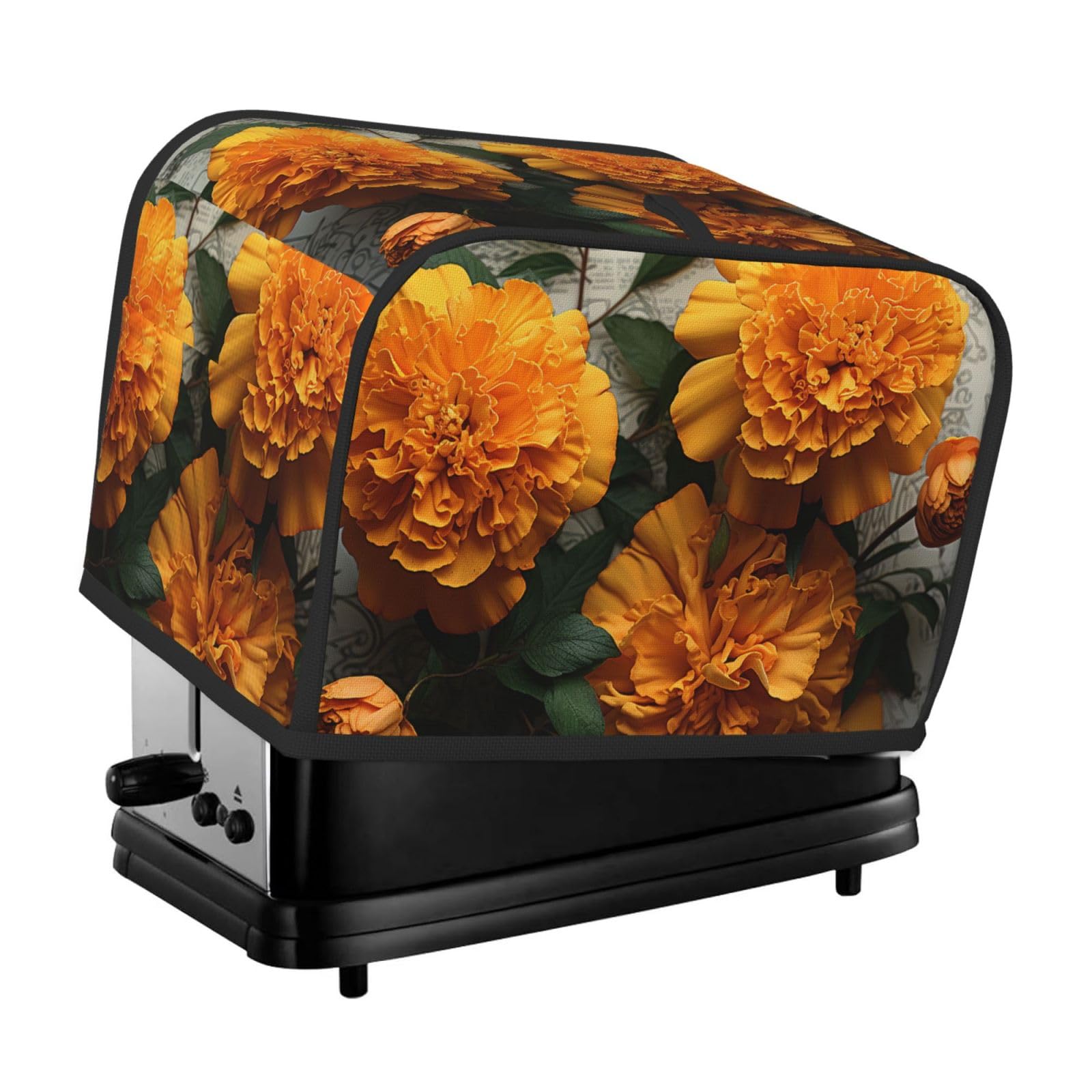 Fodpand Black Toaster Covers 2 Slice Marigold Bread Machine Cover Quilted Dustproof Toaster Cover Washable Bread Maker Protective For Kitchen Small Appliance