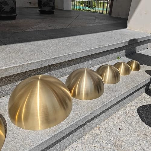 ZOENAE Set of 10 304 Stainless Steel Hemispheres Diameter 51mm-250mm Thick 1.0mm Brushed Surface Titanium Gold Metal Hollow Wire Drawing Decoration