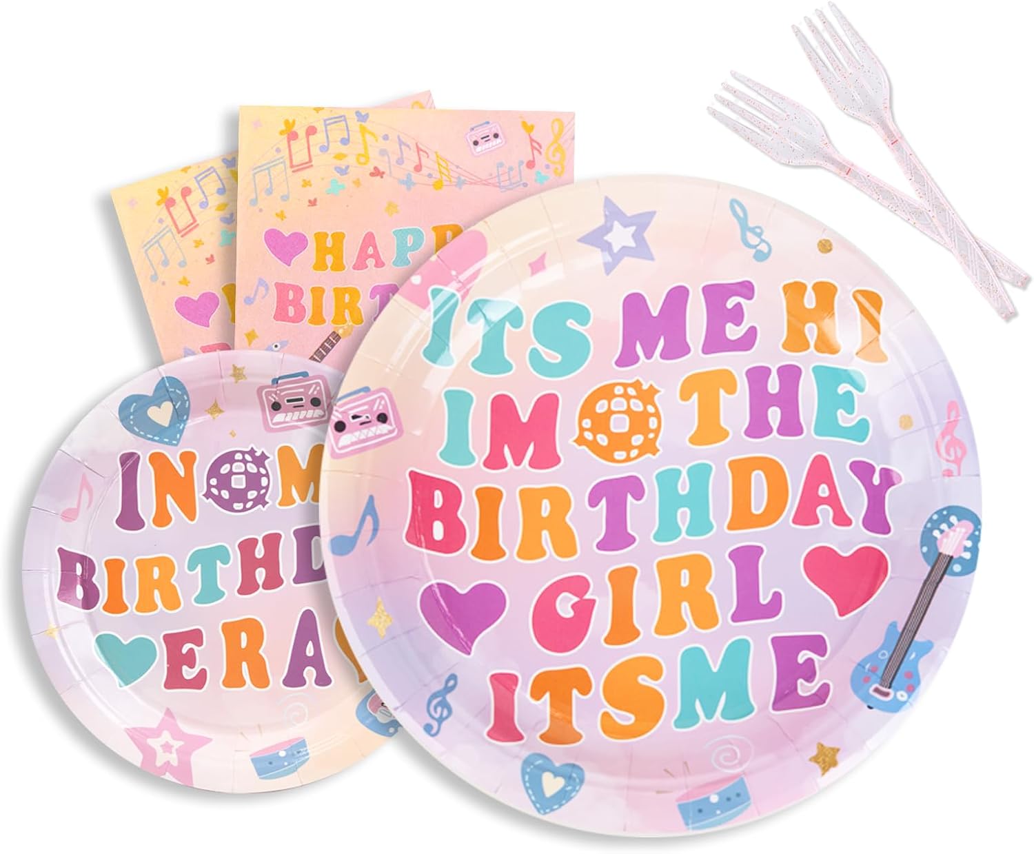 Its Me Hi Im The Birthday Girl Its Me Party Dinnerware Includes Plates, Forks, Napkins, In My Birthday Era Tableware Decoration