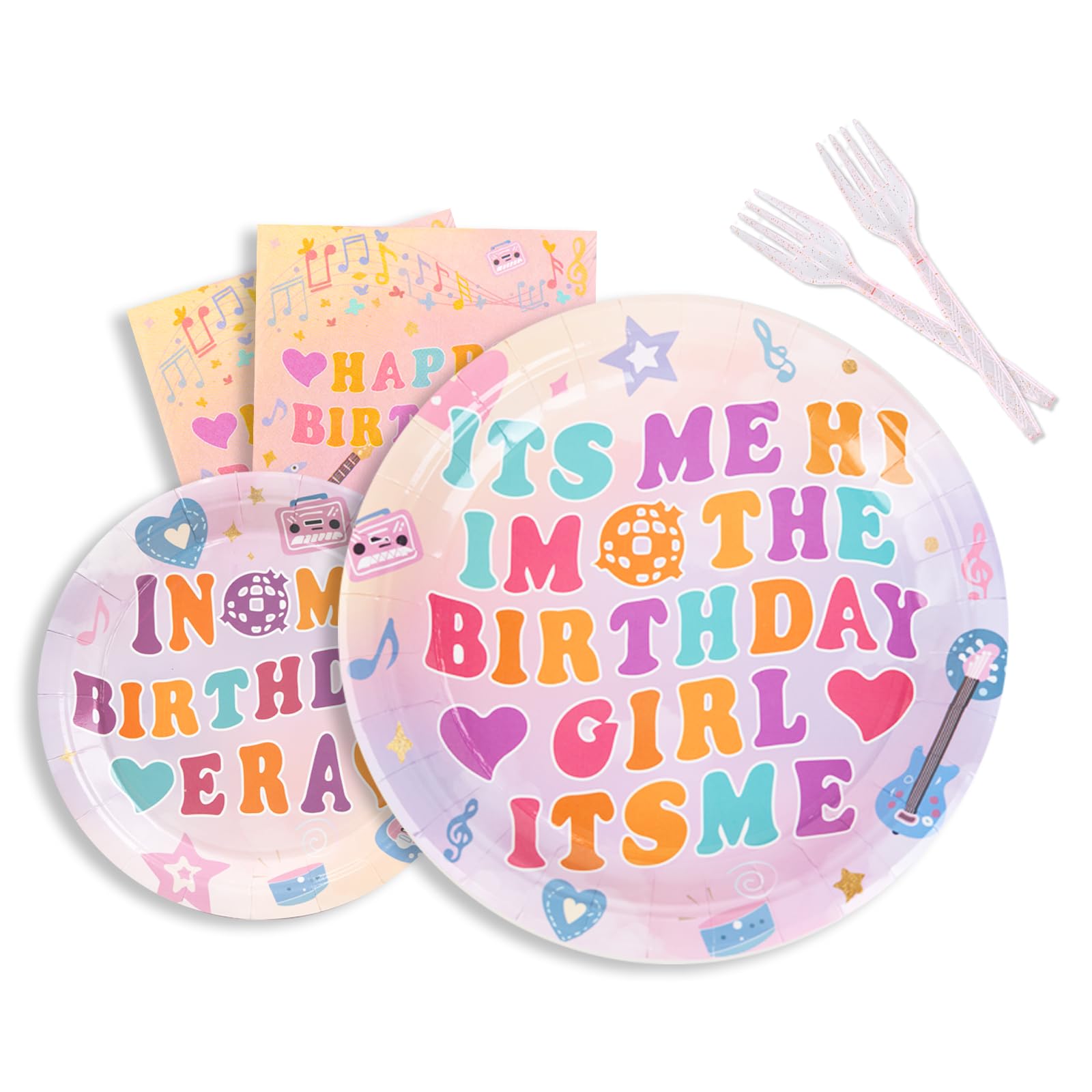 Its Me Hi Im The Birthday Girl Its Me Party Dinnerware Includes Plates, Forks, Napkins, In My Birthday Era Tableware Decoration