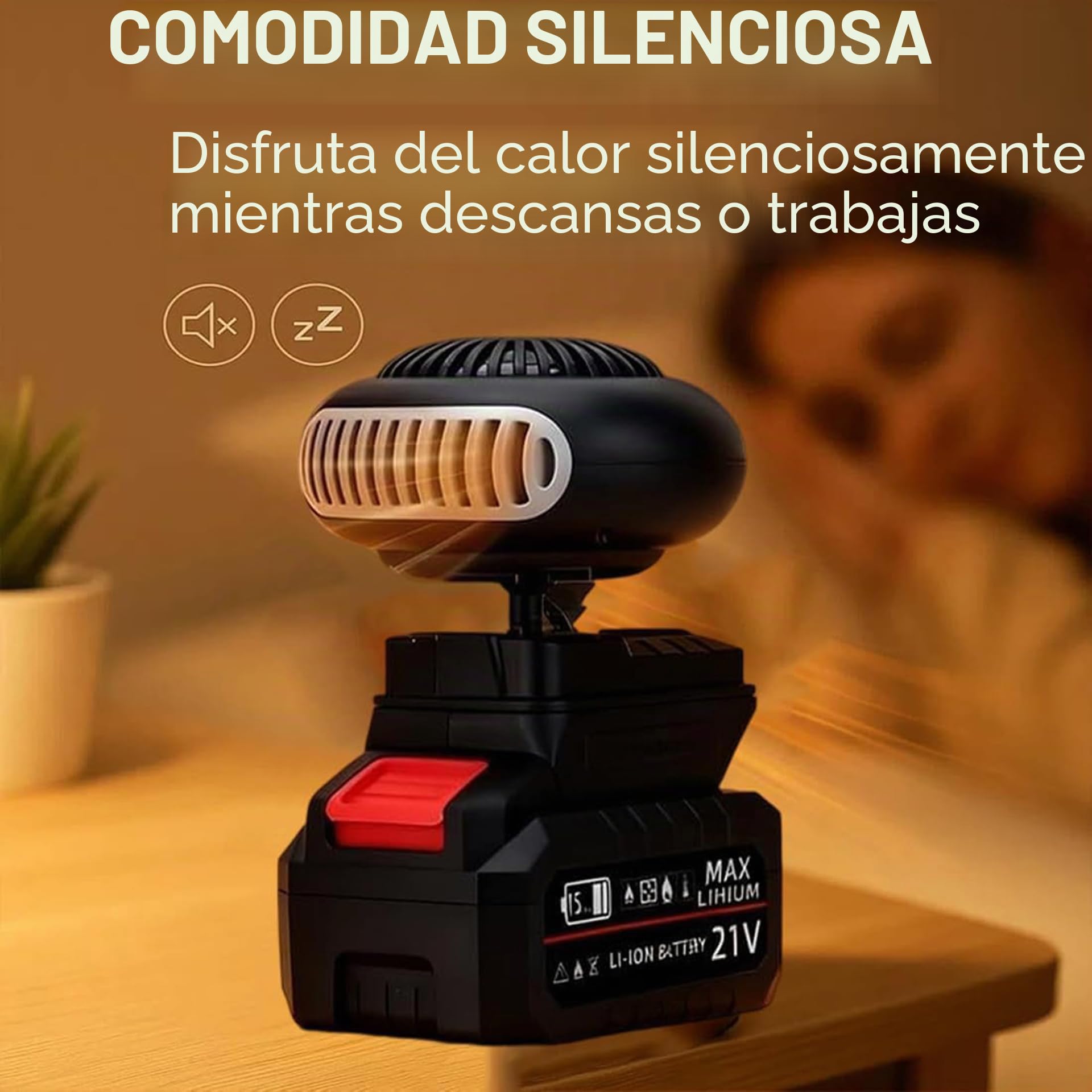 YIHANGG Calefactor Eléctrico a Batería con Sistema Antivuelco Calentamiento Silencioso y Duradero 1500 mAh Portátil Calefactores Recargables para Coche Oficina e Interiores(5)