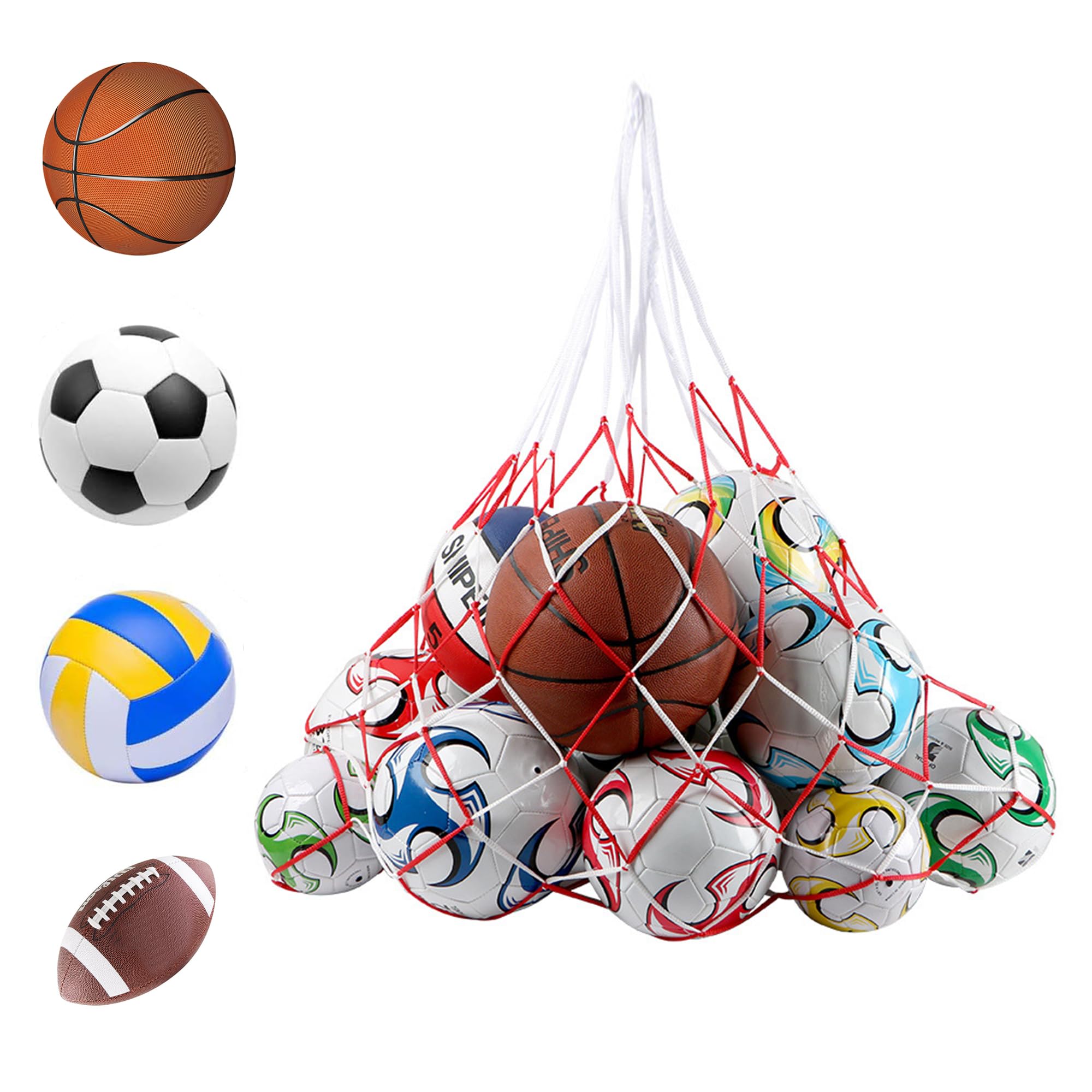 Red para pelotas de 10 pelotas, saco de pelotas, bolsas y redes, apto para fútbol, baloncesto, voleibol, balonmano