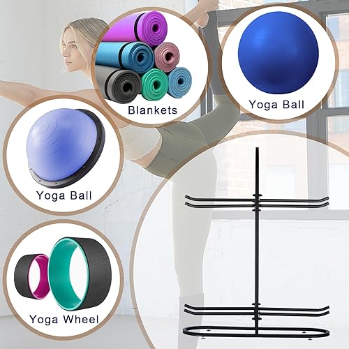 Miniatura 4 de Estante estabilizador para pelotas de ejercicio, soporte para pelotas de medicina y almacenamiento de pelotas de yoga, adecuado para pelotas de