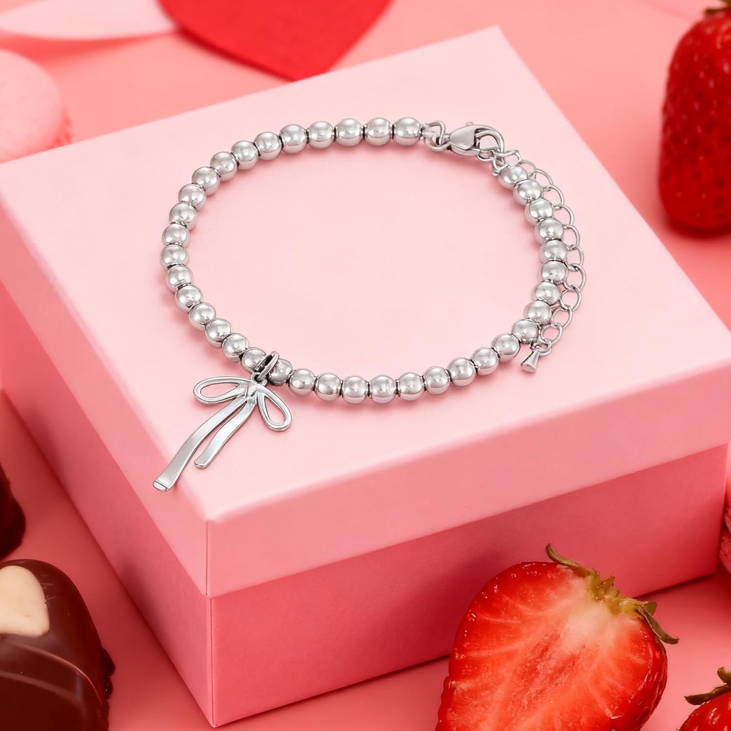 HUTIMY Bow Themed Gifts for Women Adults Teen Bowknot Lover Birthday Jewelry Bow Bracelet - Image 7