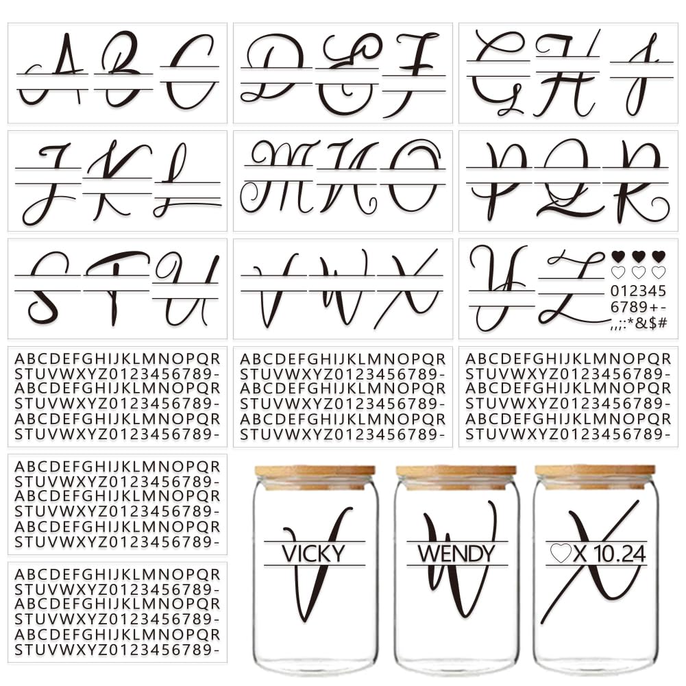 Lettres de A à Z UV DTF pour décorer vos verres de 473ml lors de vos ateliers DIY créatifs