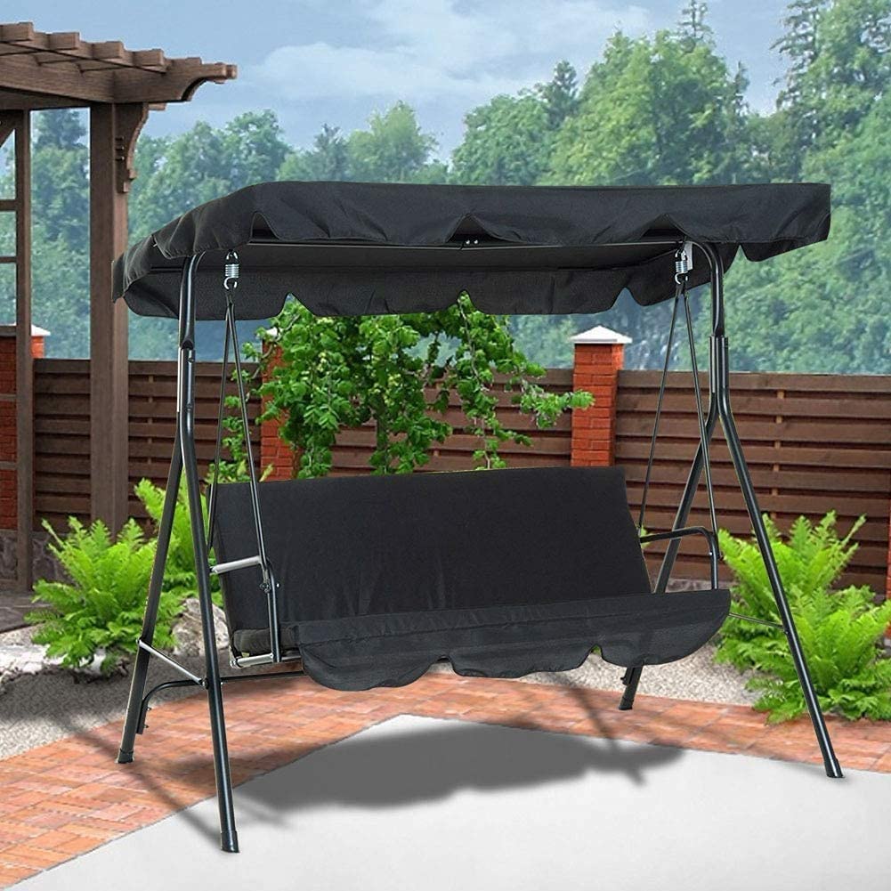 Housse de balancelle d'extérieur imperméable pour 3 personnes avec auvent en métal pour balancelle de jardin, terrasse, terrasse