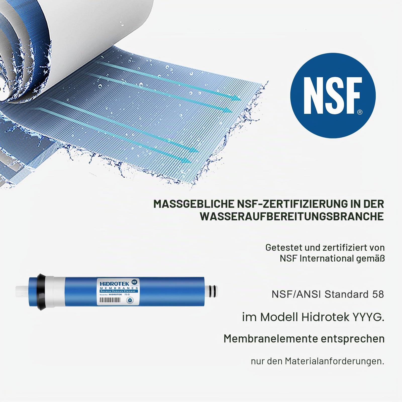 Universal kompatible 5-stufige Umkehrosmose Ersatzfilter Set mit 50 GPD Membran -Standard 10 Zoll