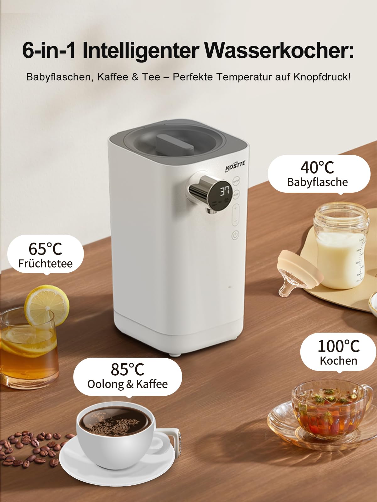 Flaschenzubereiter für Babys, Zubereitung von Säuglingsnahrung in 20 Sekunden, Ein Intelligenter Flaschenwärmer für Sofortige Herstellung, Schneller Flaschenwärmer, Flaschenwärmer baby, 1.5L