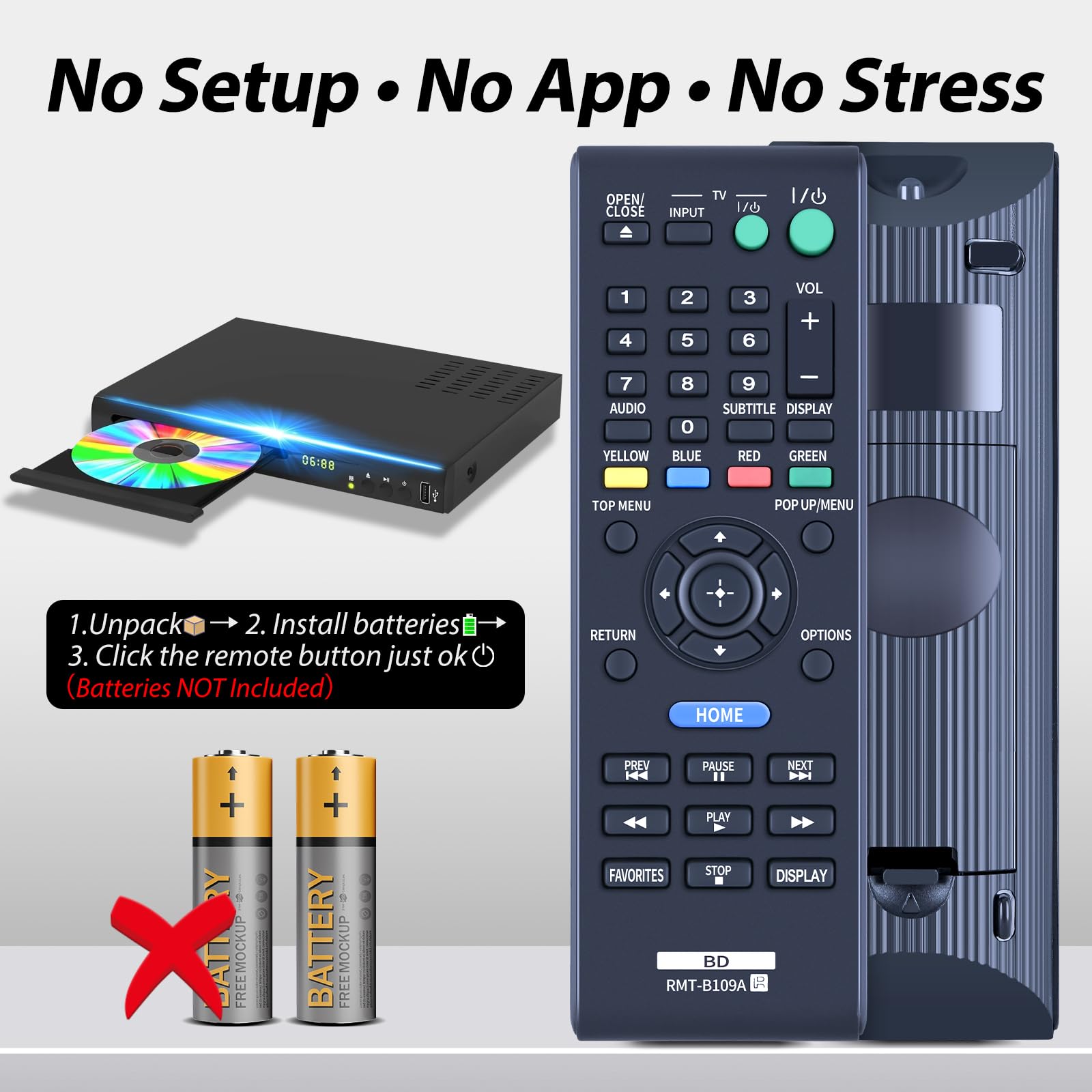 New RMT-B109A Remote Control Replacement fit for Sony DVD Player