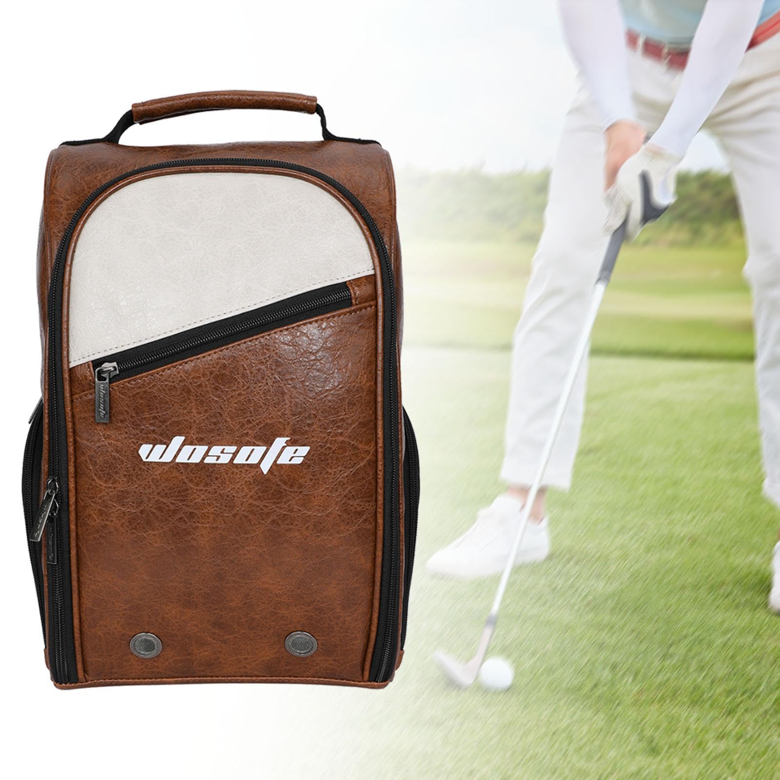 RNXRZANK Shoe Carrier Bag for Golf with Zipper, Ideal for Sports and Outdoor Activities, Brown