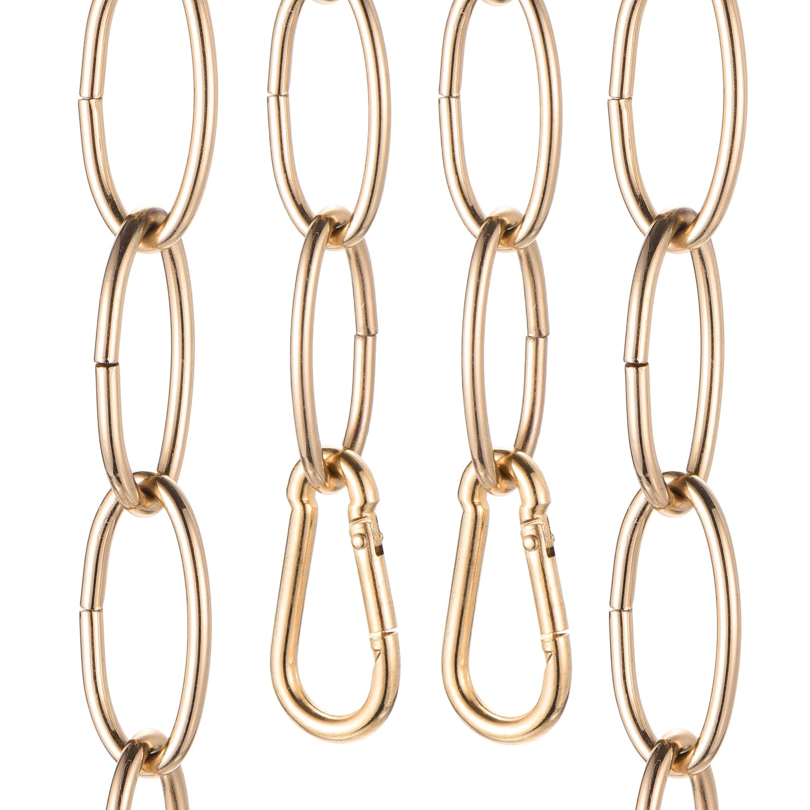 sourcing map 3ft Lighting Hanging Chain, 2.8mm/0.11" Looping Metal Pendant Chandelier Chain Extension with 2 Spring Snap Hook for Hanging Plant Pendant Chandelier Light Fixture, Rose Gold — image 1