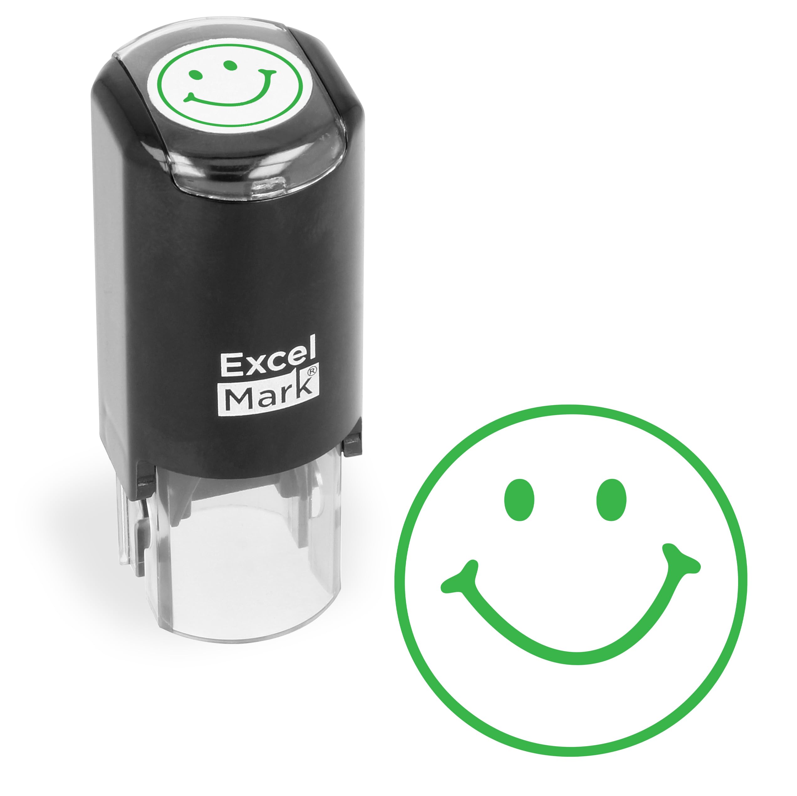 ExcelMark Sello redondo para profesor, cara sonriente 1, tinta verde