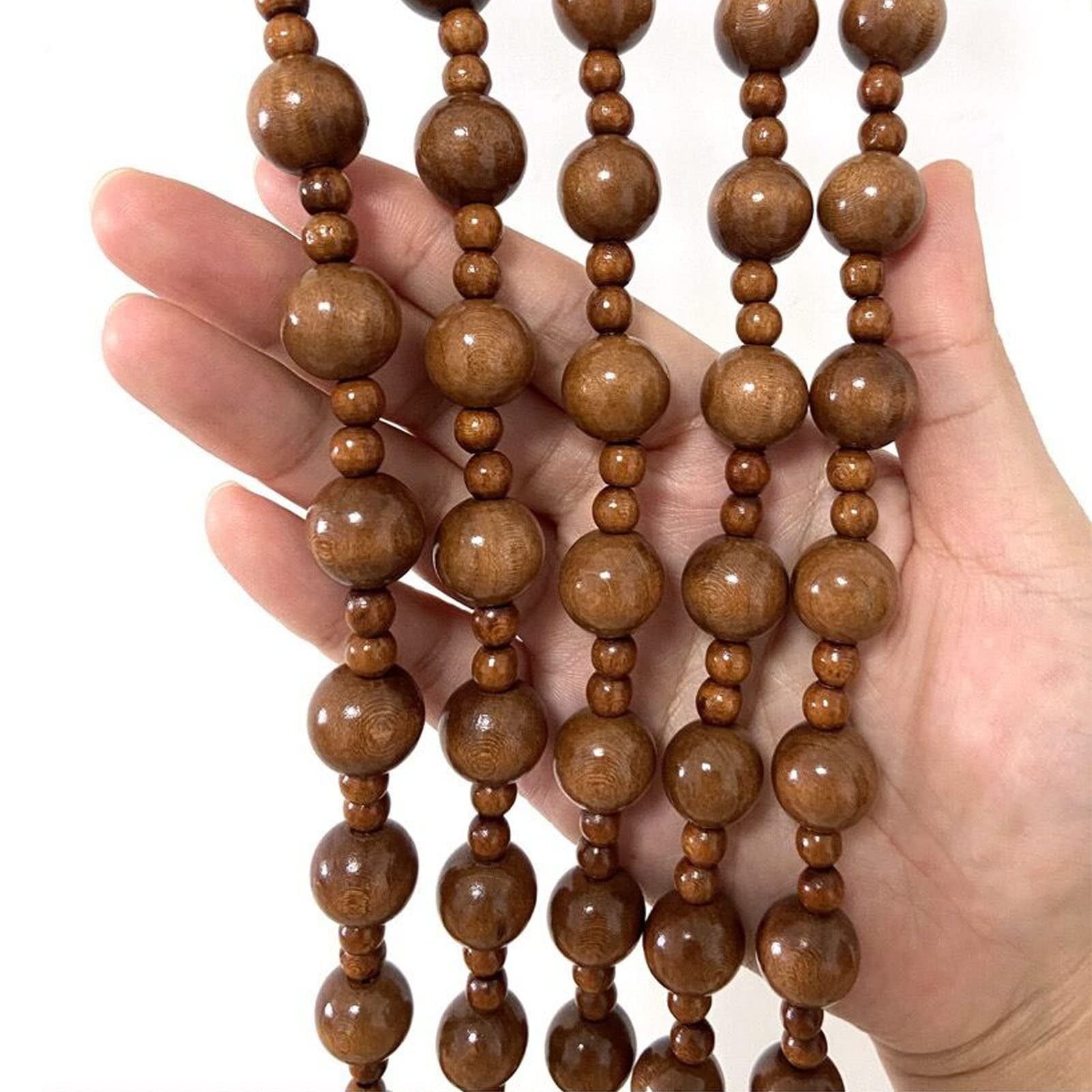 Beaded Wooden Door Curtain Screen Handmade Hanging Beaded Door Blinds for Doorways Window Decoration Room Divider Door Beads Curtain,for Indoor and Outdoor,Customizable (27 strands 80x180cm)