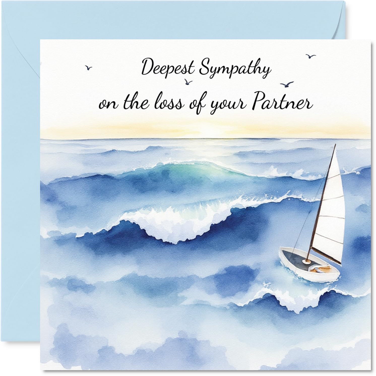 Sympathy Card Loss of Partner - Sail into the Sunset - Mourning Bereavement Cards for Adults, 145mm Condolences Thinking of You Greeting Cards