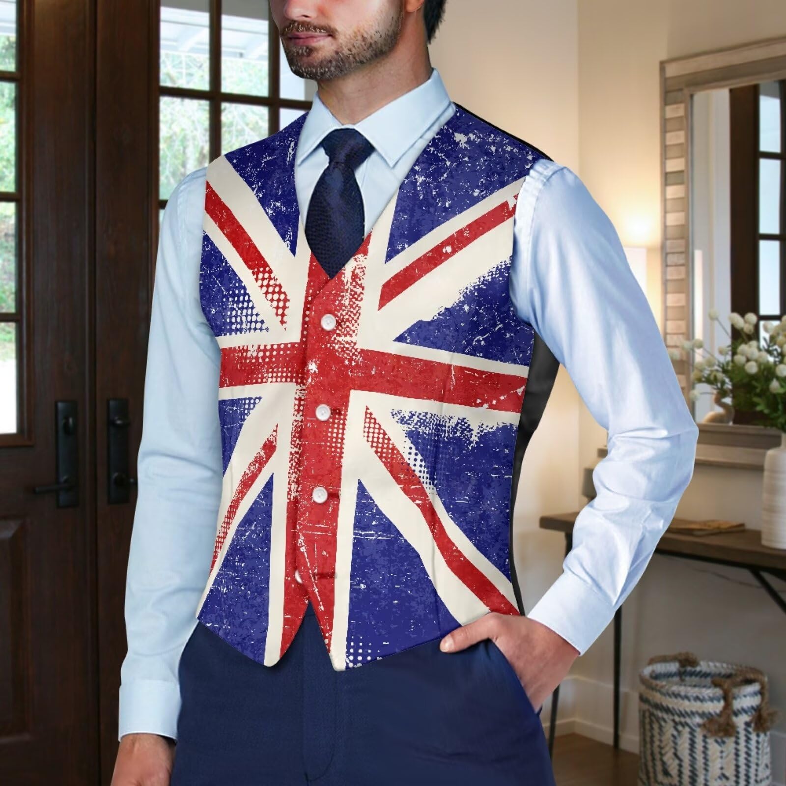 Biyejit Chaleco para hombre, casual, chaleco con cuello en V, sin mangas, para negocios, esmoquin, fiesta, boda, S-4XL