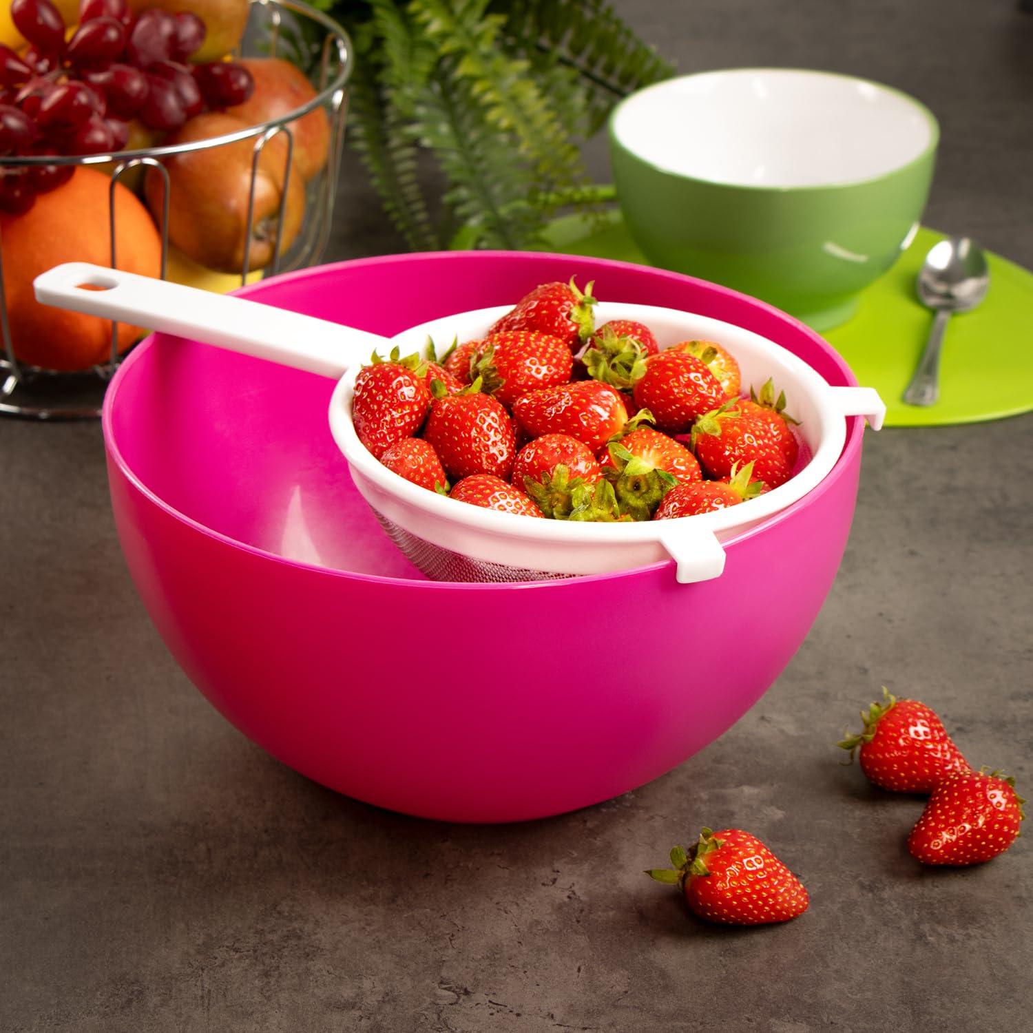 Lot De 2 Passoires Inox COM-FOUR - Tamis Cuisine Avec Poignées, Passoire Ronde Robuste Pour Pâtes, Fruits & Légumes