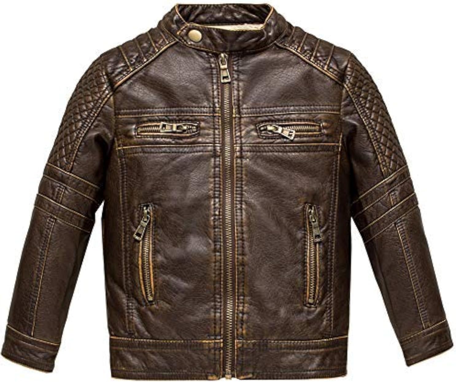 Boys Motorcycle Jacket Faux Leather Jackets for Kids Coats for Costume Party Waterproof