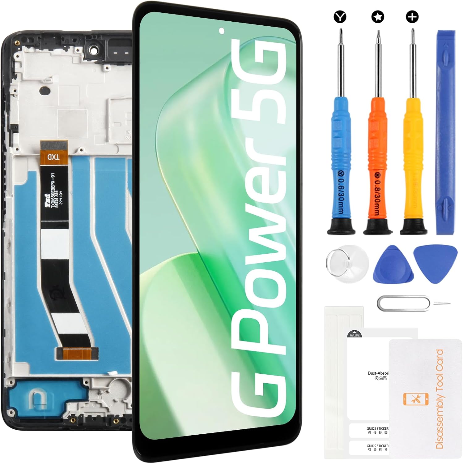 OEM for Motorola Moto G Power 5G 2023 Screen Replacement XT2311 6.5“ LCD Display Touch Digitizer Assembly with Tools(Black with Frame)