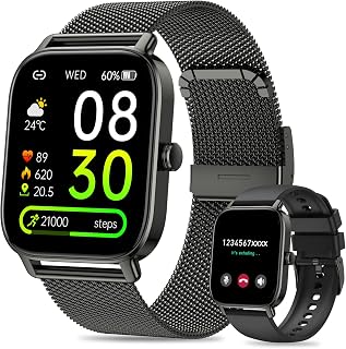 Smart Watch for Men Women Fitness: Running Make Answer Call Digital Mens Watches Waterproof Smartwatch for Android Phone iPhone Samsung Compatible Pedometer Step Tracker Sleep SpO2 Heart Rate Monitor