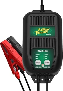Battery Tender Plus 2 Bank Multibank Charger - 2.5 AMP (1.25 AMPs Per Bank) - Smart 12V Multi Battery Charger and Maintainer for Standard, AGM, and Lithium LiFePO4-022-0165-DL-WH