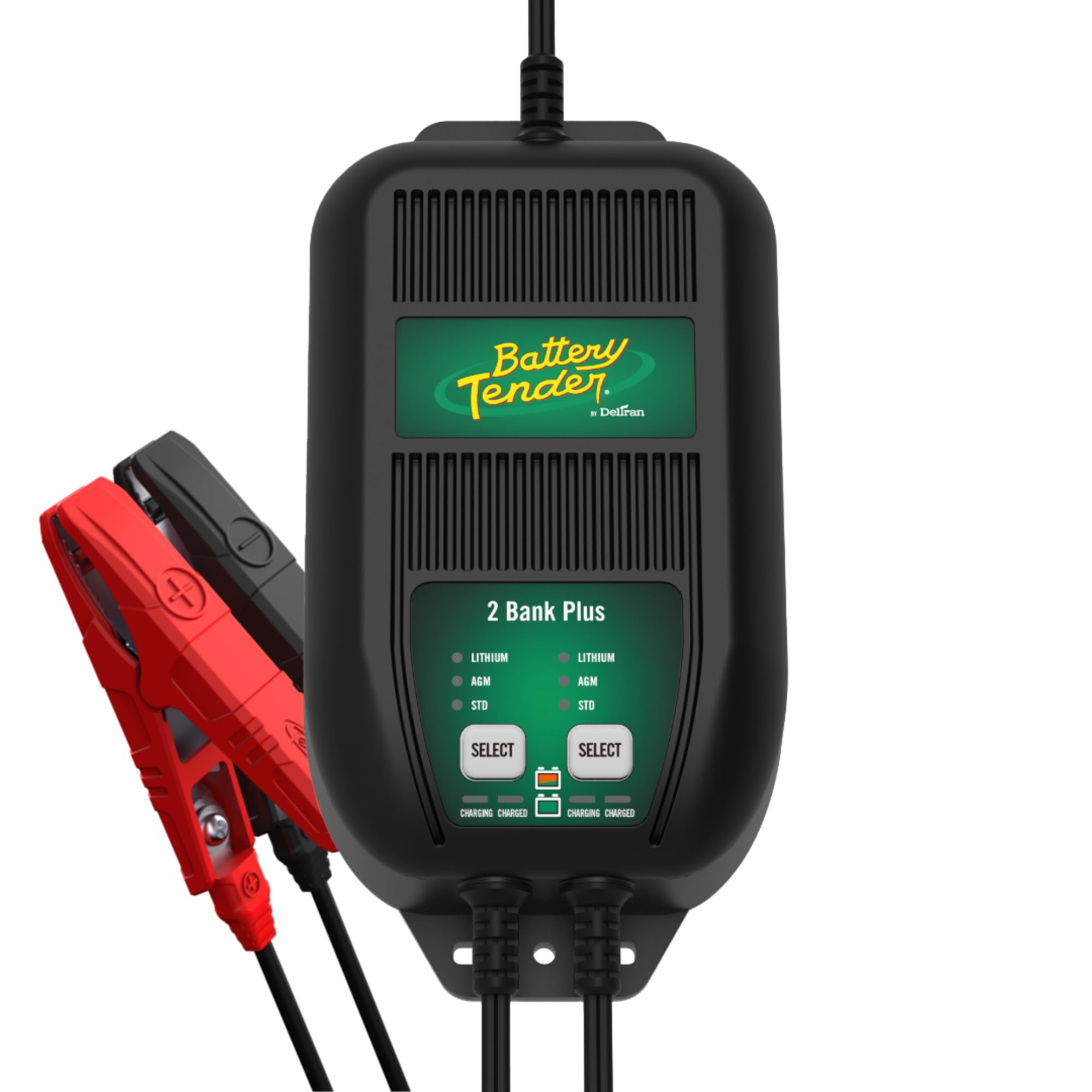 Plus 2 Bank Multibank Charger - 2.5 AMP (1.25 AMPs Per Bank) - Smart 12V Multi Battery Charger and Maintainer for Standard, AGM, and Lithium LiFePO4-022-0165-DL-WH