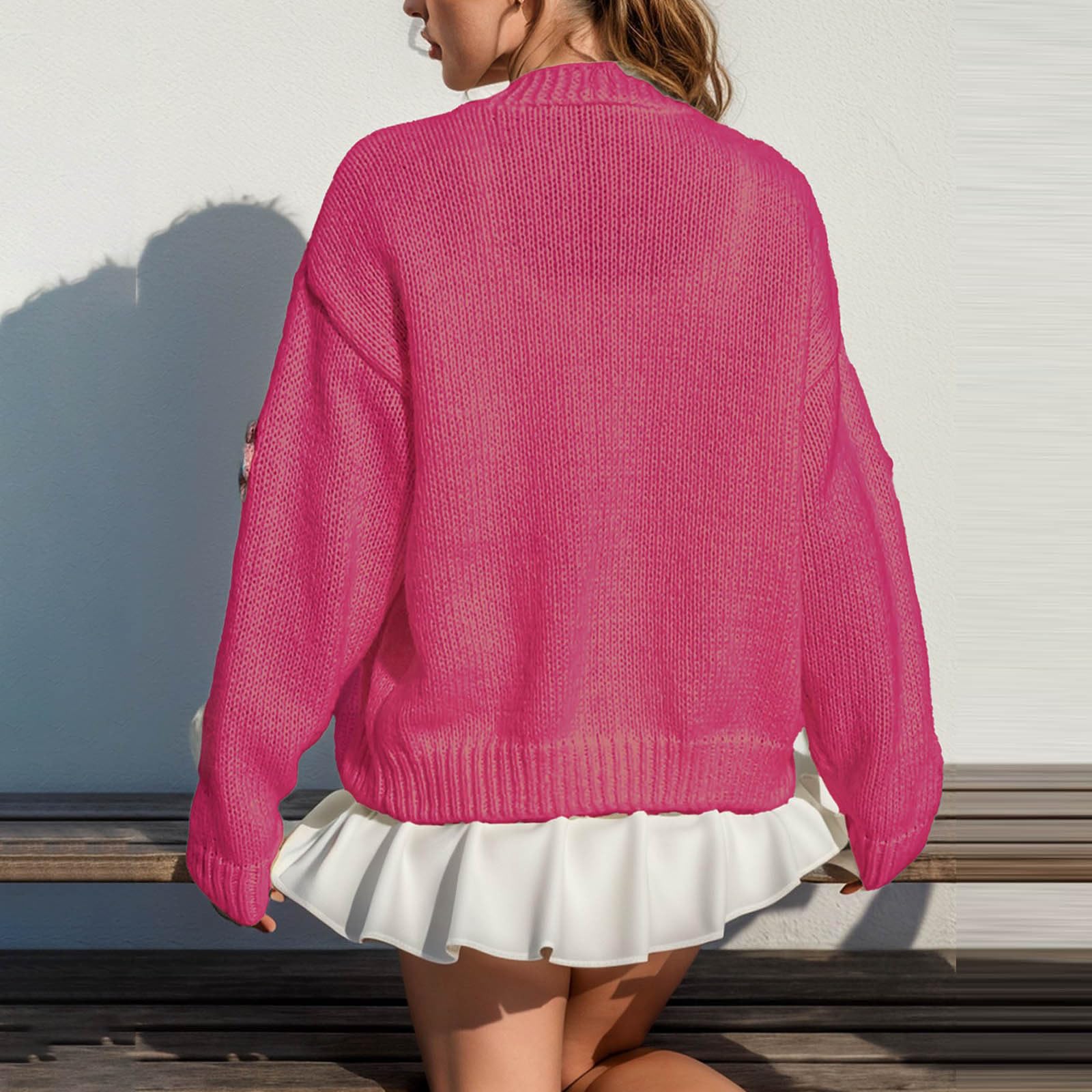 Cardigan Donna a Maglia Floreale Morbido Maglione Oversize con Bottoni | Tessuto morbido e piacevole sulla pelle,design avvolgente e confortevole, perfetto per casa lavoro e tempo libero