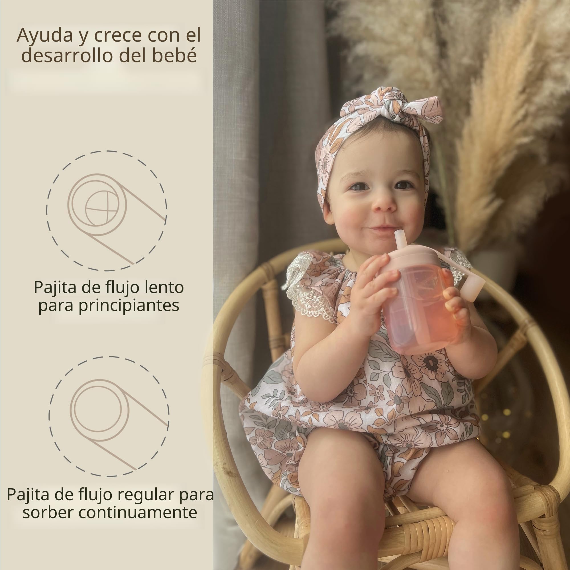 Moonkie Vaso Aprendizaje Bebé con Pajita, Botella Antiderrame de Silicona sin BPA, Apto para Lavavajillas, 150ml, 6 Meses+ (Verde grisáceo)