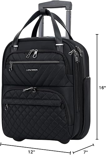 Miniatura 7 de KROSER - Equipaje de mano multifuncional para mujer, ligera, maleta para colocar debajo del asiento, 16 pulgadas, Negro -