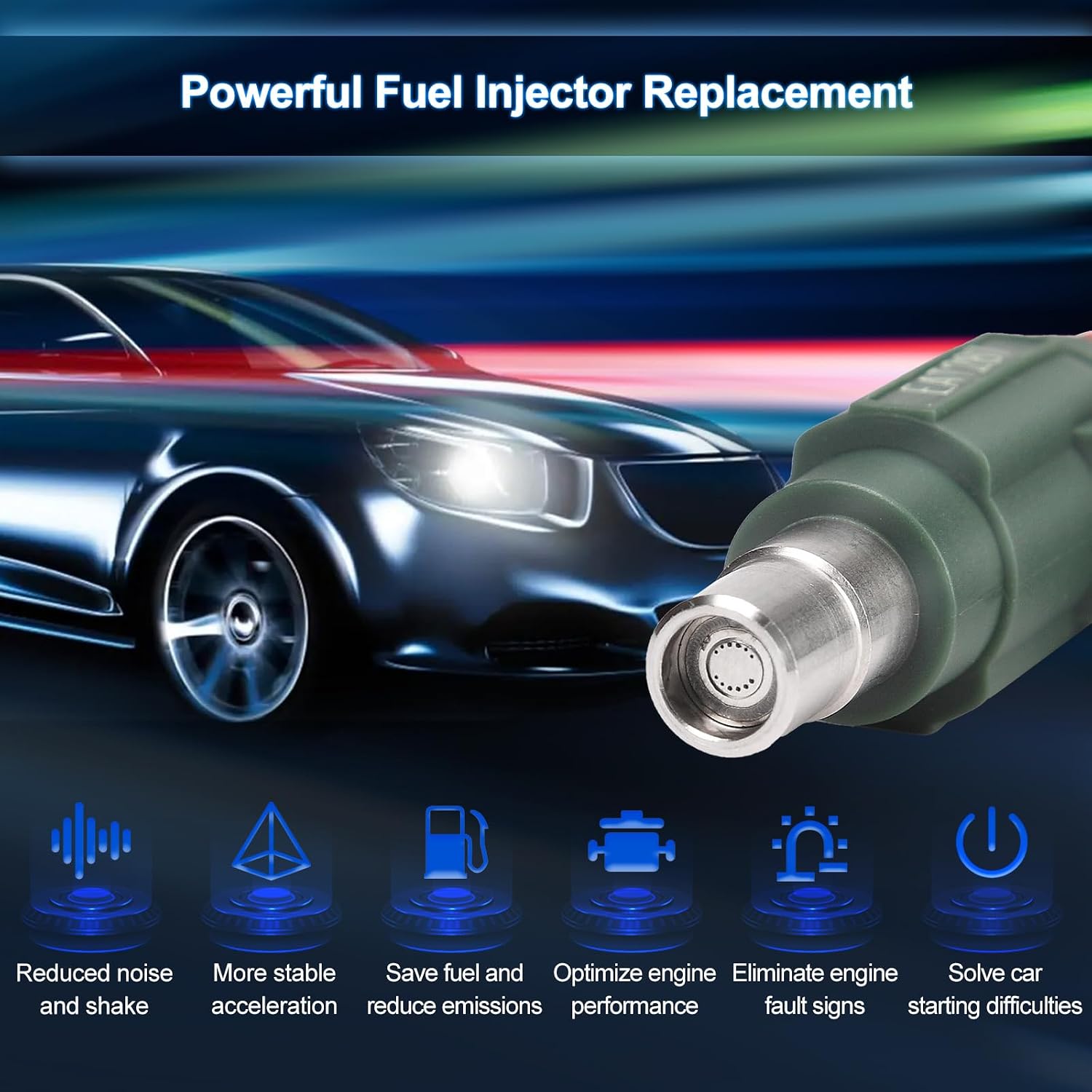 Fuel Injectors set of 1 Compatible with Kawasaki ZX10R ZXT00E Brute Force 750 Concours ER-6n Ninja Teryx Teryx4 Versys Vulcan Suzuki 700 Replace EAT287 49033-0011 49033-0017 12 Holes