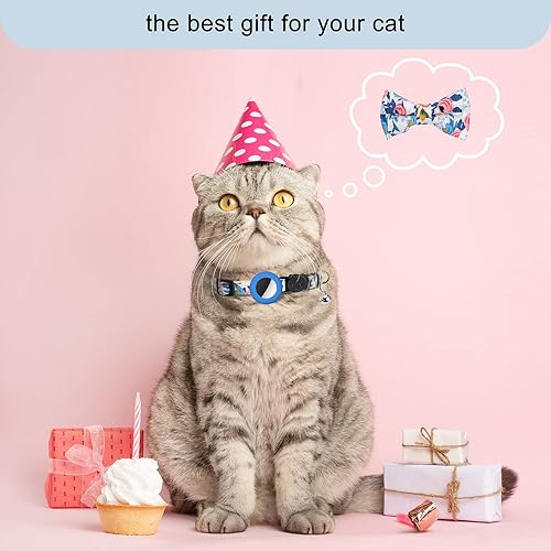 Miniatura 6 de Collar para gatos Airtag con campana, ajustable, con hebilla de seguridad y funda de silicona compatible con Apple Airtag con patrón geométrico para