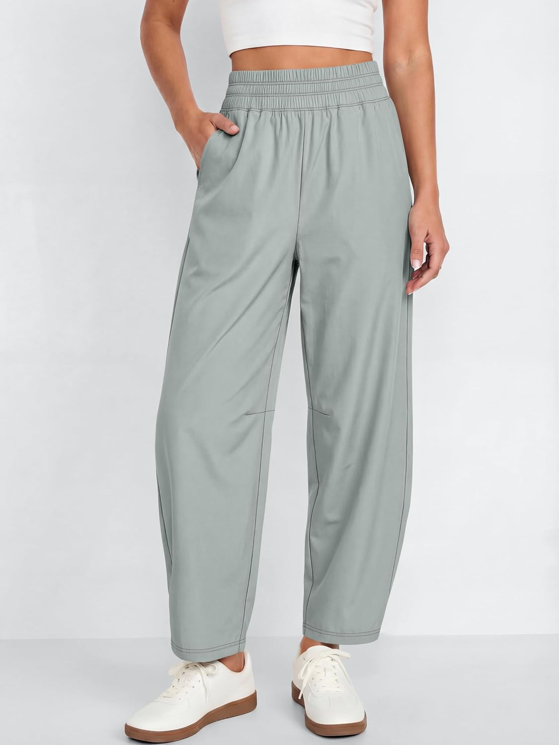 Caracilia Womens Barrel Wide Leg Hiking Pants High Waisted Baggy Summer Quick Dry Athletic Trousers with Pockets 2026 - Image 3