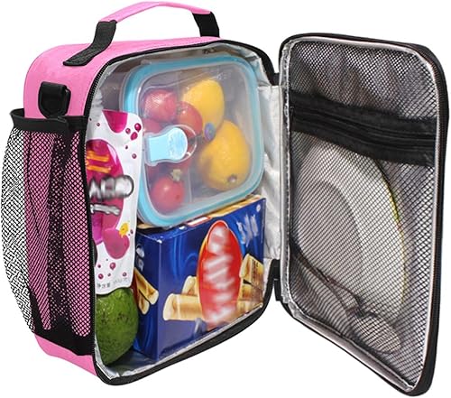 Miniatura 9 de Lonchera con nombre personalizado para niños, azul cielo profundo, enfriador, aislada, para niños y niñas, bolsa de almuerzo con correa para el