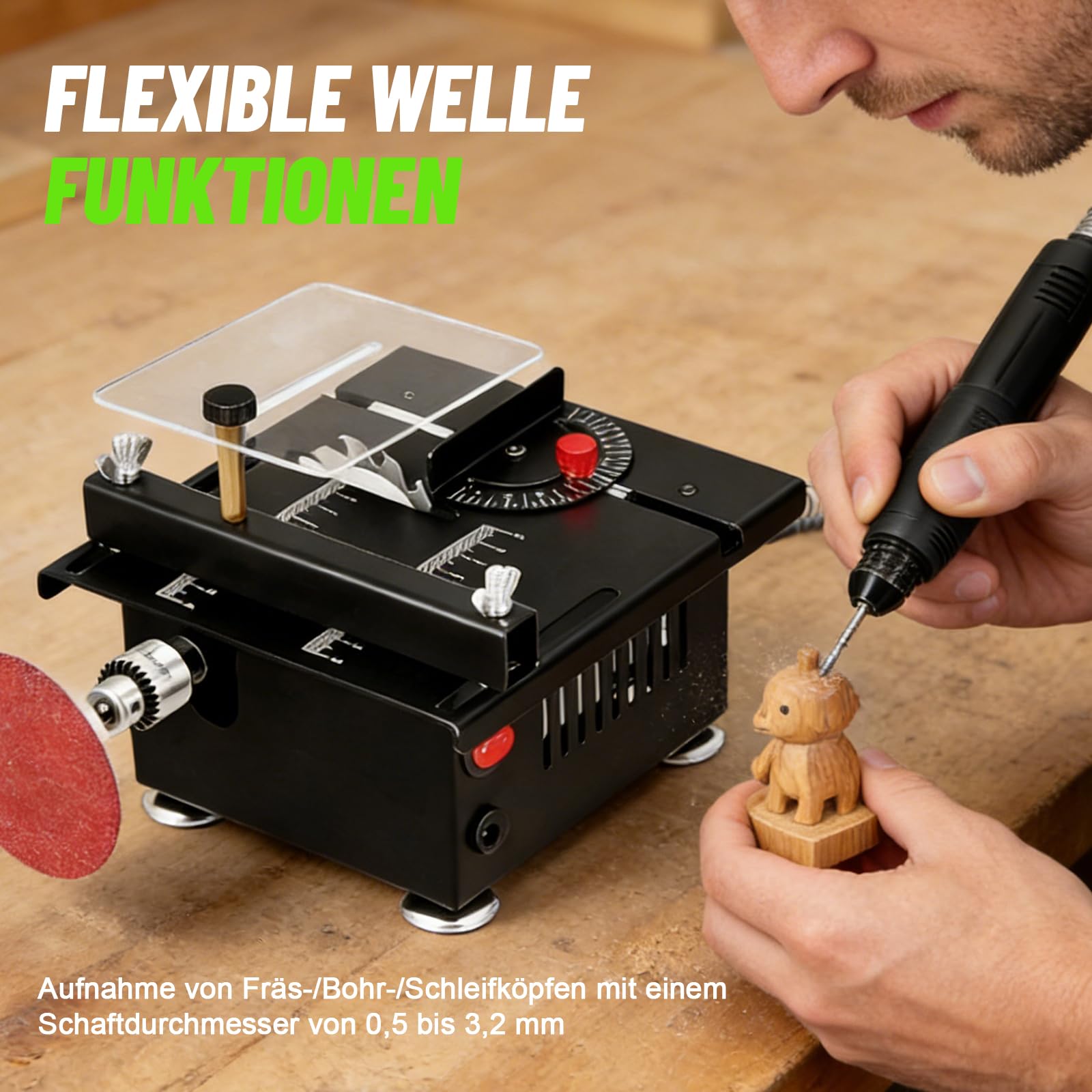 Mini scie circulaire de table 100 W - Scie circulaire portable avec 4 lames, 7 vitesses réglables