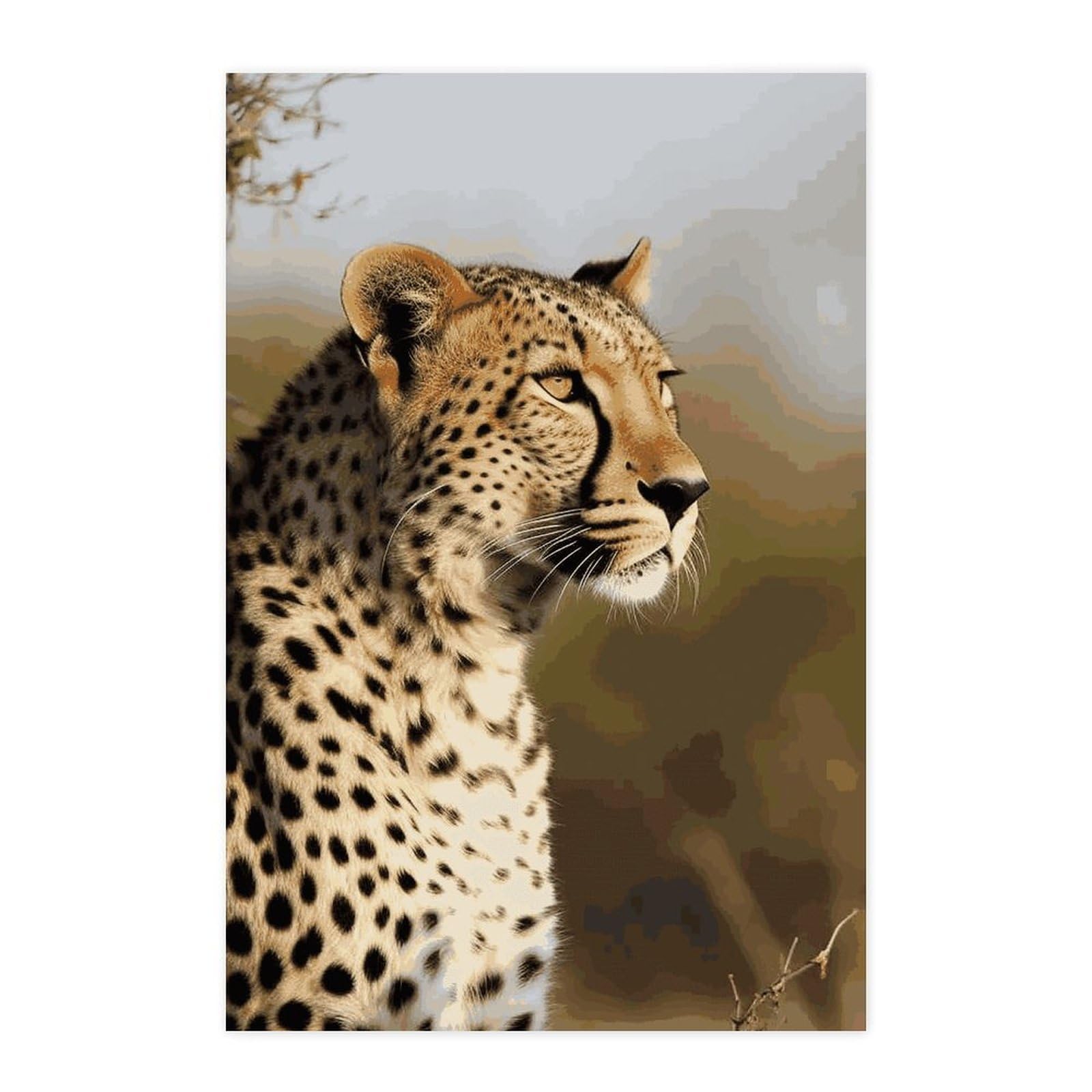 Poster autocollant léopard en papier amovible pour décoration murale de chambre