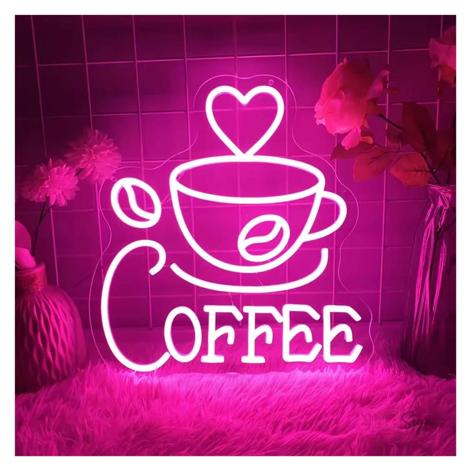 SHOUXI Sign Lamp Coffee Neon Sign for Cafeteria Restaurant Luminous Business Signs Home Wall Decorations Lights(31.9x33cm)