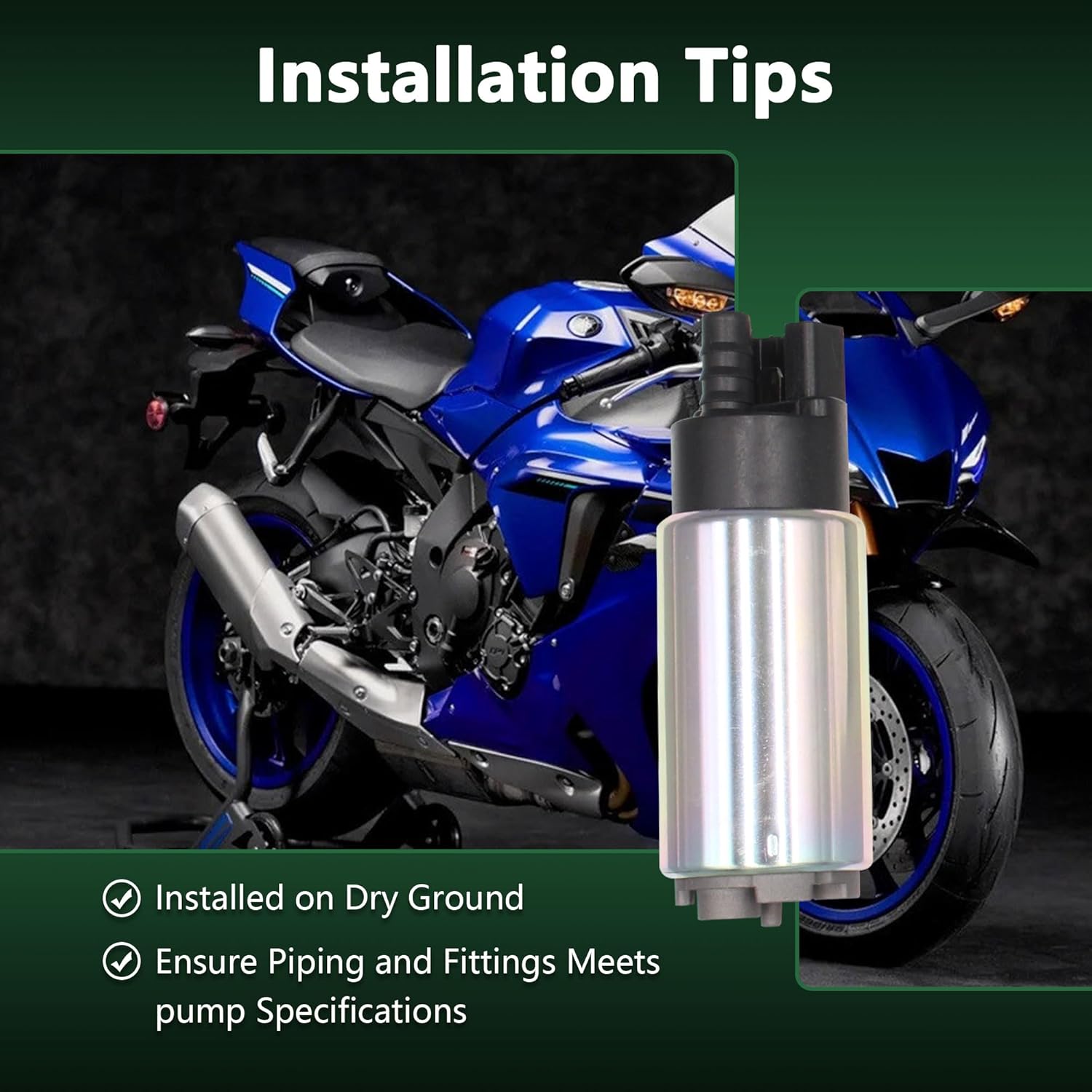 Fuel Pump for Yamaha YZF-R1 02-14 / YZF-R6 03-16 / XT660Z Tenere 08-13 / XT660X XT660R 04-14 / XJ6 09-14 / TDM900 02-10 / MT-03 06-11 / FZ6R Fazer 09-17 Replaces 5PW-13907-03-00