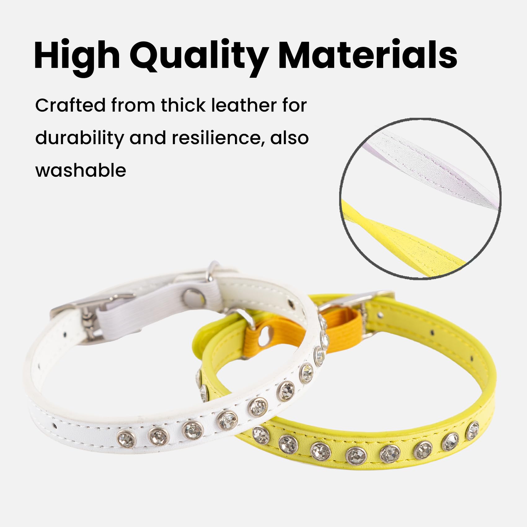 Petinstinct 2 Pack Leather Cat Collar with Bell & Rhinestone - Image 4
