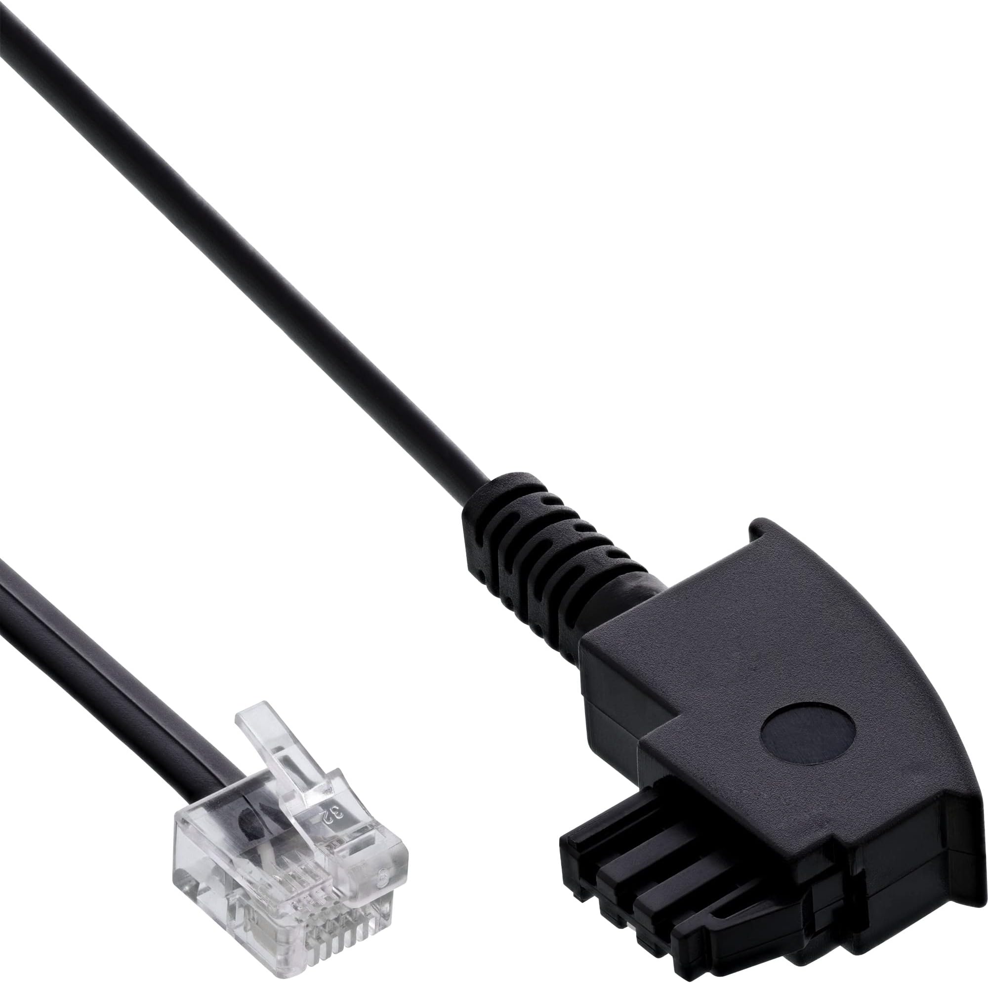 InLine TAE-F 6/2 DEC 3 m Telephone Cable Black – Telephone Cables (3 m, TAE-F, 6/2 DEC, Black, Male Connector/Male Connector)